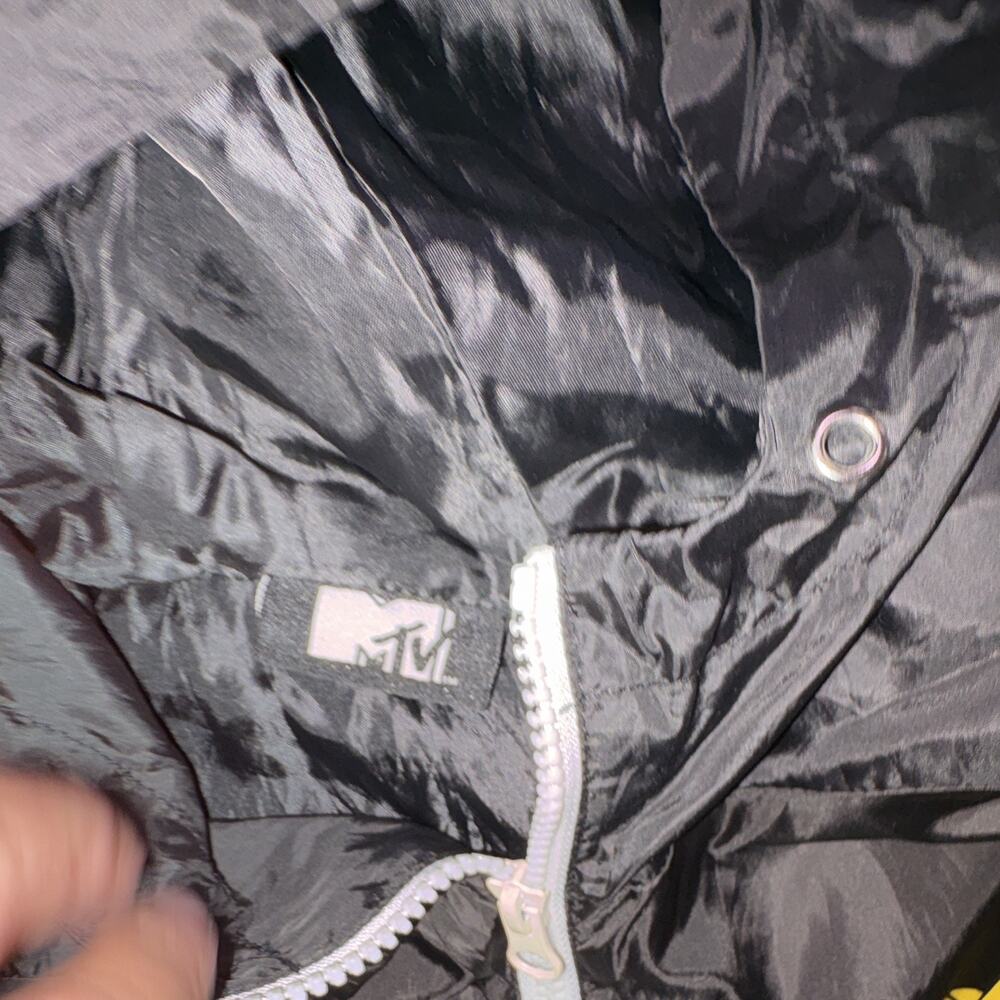 MTV Vintage Y2K Men's Colorblock Windbreaker Jacket Hooded 1/4 Zip Logo Size M - Picture 2 of 8